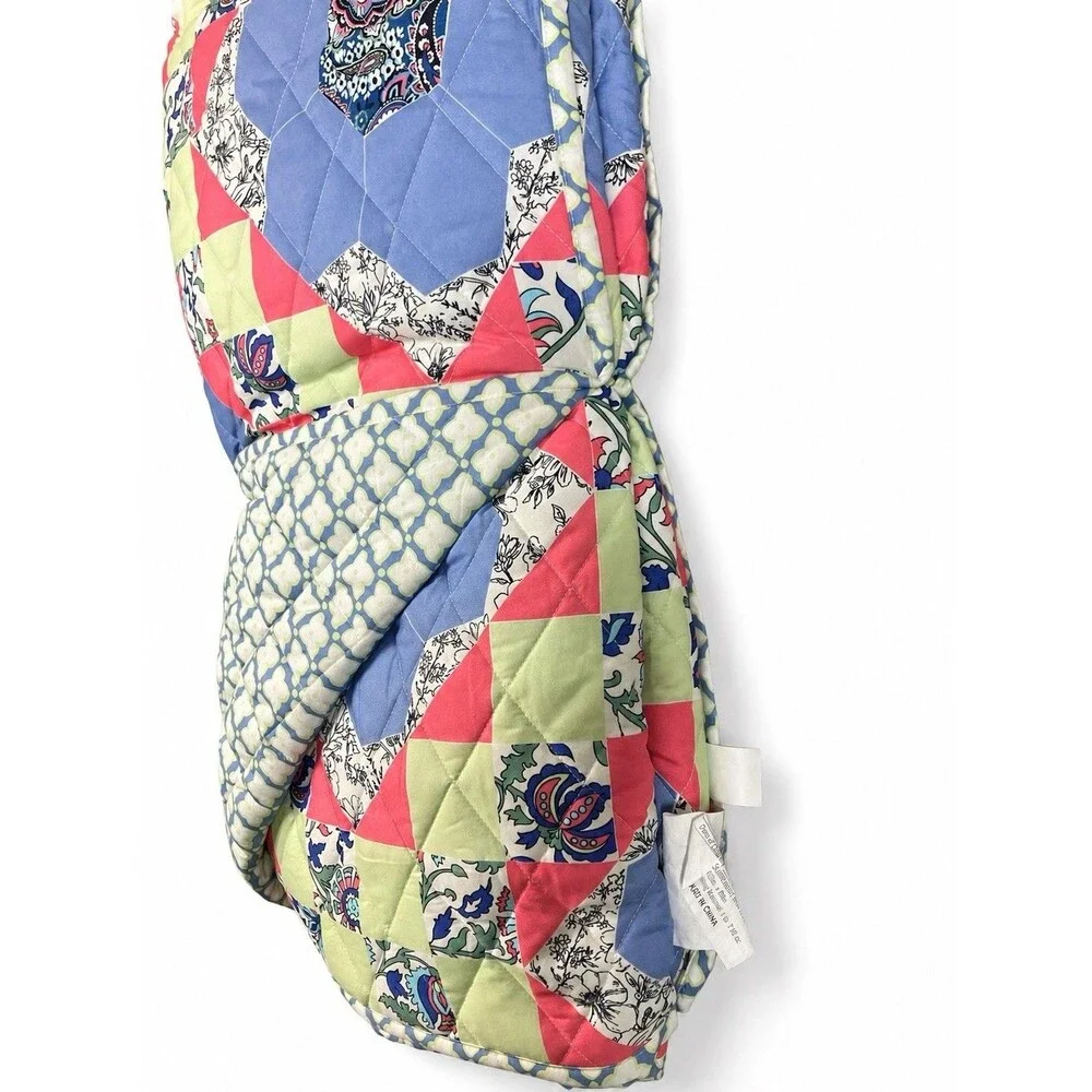 Vera Bradley King Quilt Set 3 Piece Reversible Floral Patchwork Blue Green Shams